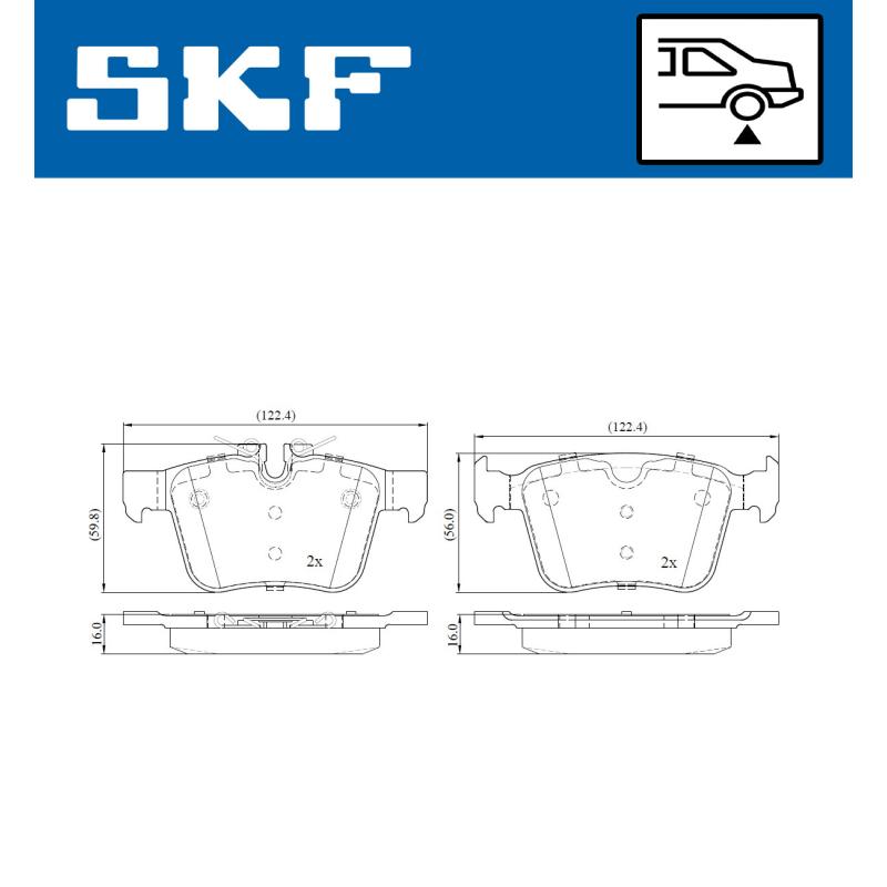 Jeu de 4 plaquettes de frein arrière SKF VKBP 90142 - Visuel 1