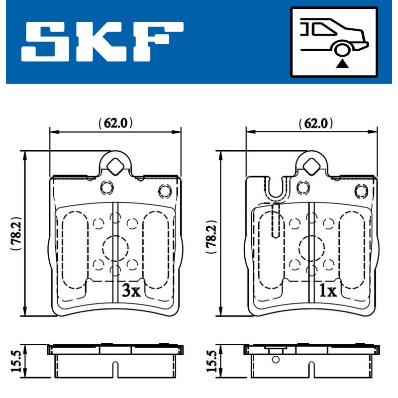 Jeu de 4 plaquettes de frein arrière SKF VKBP 90199 - Visuel 1