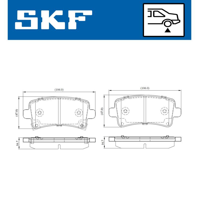 Jeu de 4 plaquettes de frein arrière SKF VKBP 90214 A - Visuel 1