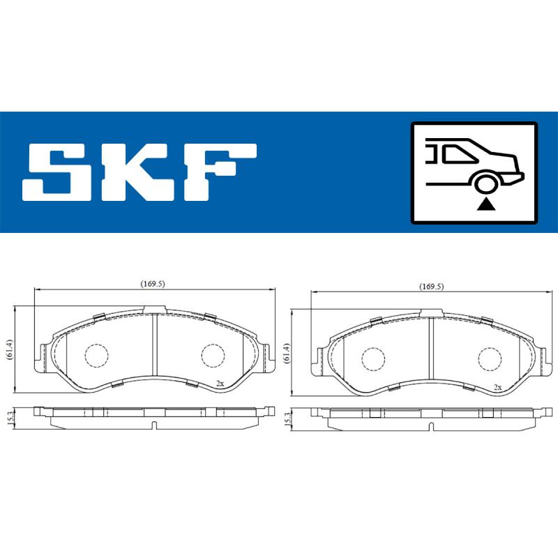 Jeu de 4 plaquettes de frein arrière SKF VKBP 90221 - Visuel 1