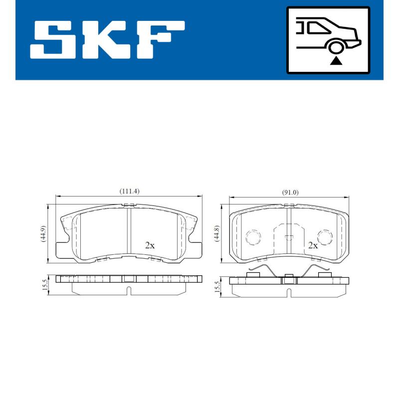 Jeu de 4 plaquettes de frein arrière SKF VKBP 90222 - Visuel 1