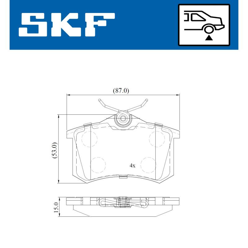 Jeu de 4 plaquettes de frein arrière SKF VKBP 90229 - Visuel 1