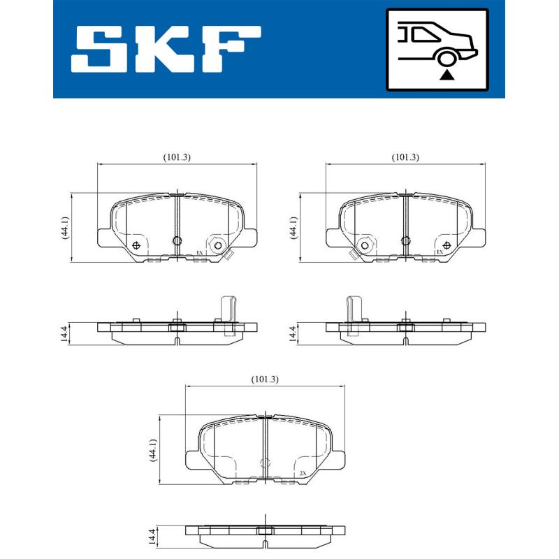 Jeu de 4 plaquettes de frein arrière SKF VKBP 90253 A - Visuel 1
