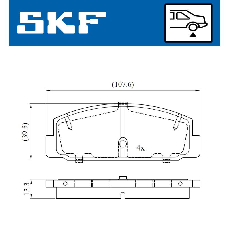 Jeu de 4 plaquettes de frein arrière SKF VKBP 90255 - Visuel 1