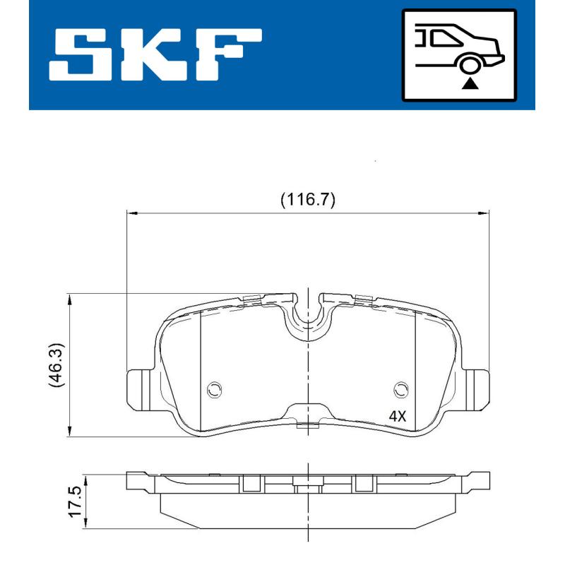 Jeu de 4 plaquettes de frein arrière SKF VKBP 90257 - Visuel 1