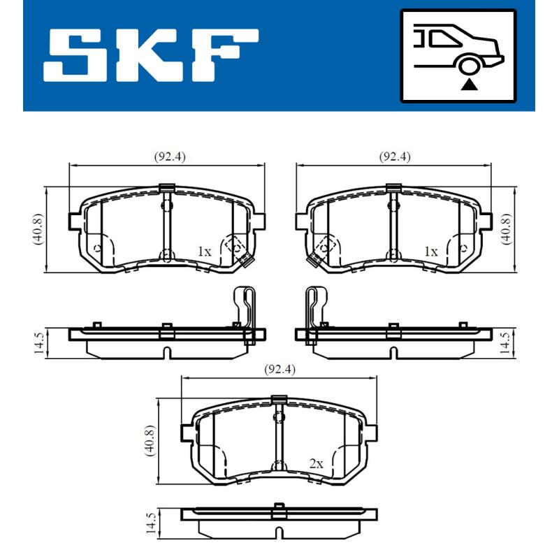 Jeu de 4 plaquettes de frein arrière SKF VKBP 90276 A - Visuel 1