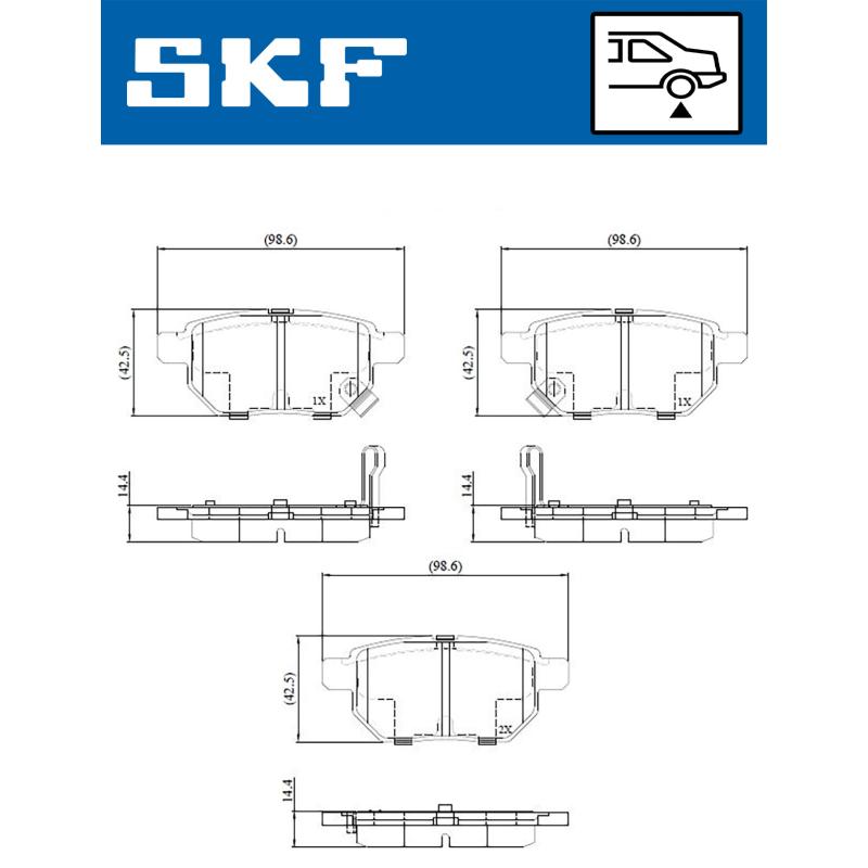 Jeu de 4 plaquettes de frein arrière SKF VKBP 90282 A - Visuel 1