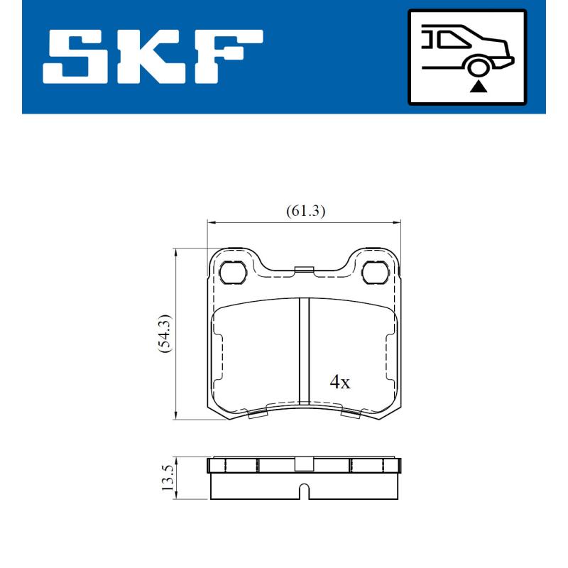 Jeu de 4 plaquettes de frein avant SKF VKBP 90302 - Visuel 1