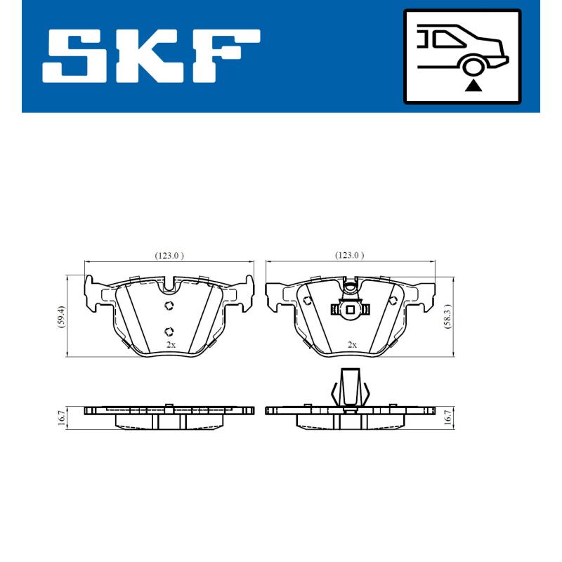 Jeu de 4 plaquettes de frein arrière SKF VKBP 90316 - Visuel 1