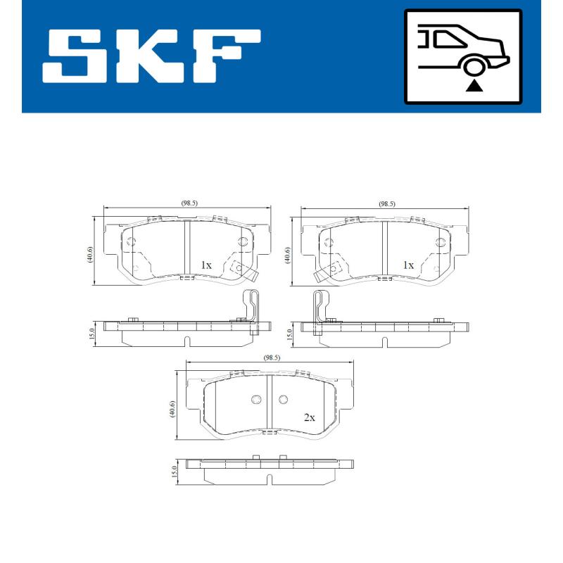 Jeu de 4 plaquettes de frein arrière SKF VKBP 90340 A - Visuel 1