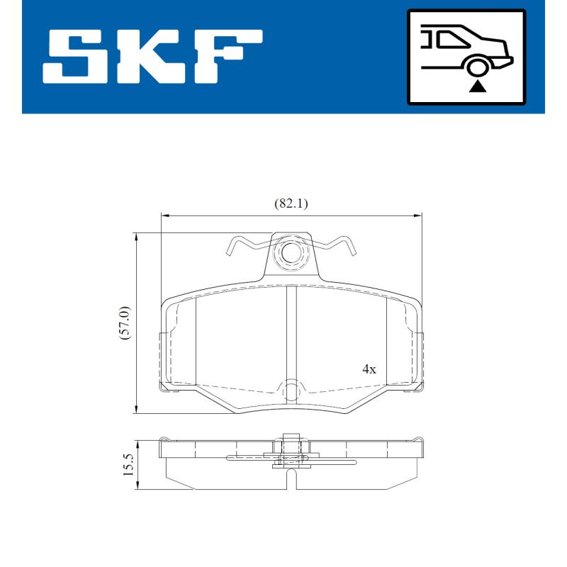 Jeu de 4 plaquettes de frein arrière SKF VKBP 90354 - Visuel 1