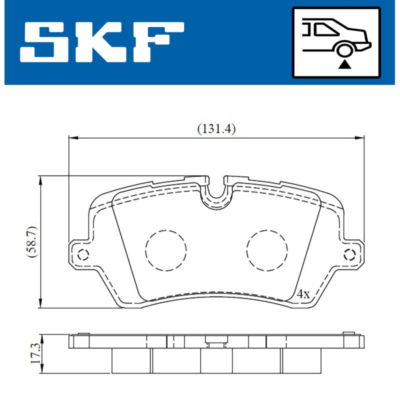 Jeu de 4 plaquettes de frein arrière SKF VKBP 90396 - Visuel 1