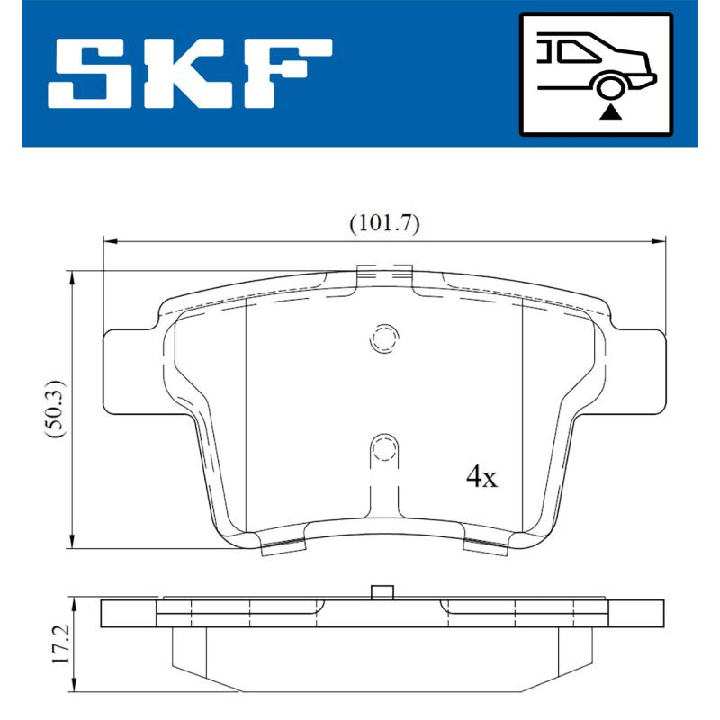Jeu de 4 plaquettes de frein arrière SKF VKBP 90407 - Visuel 1
