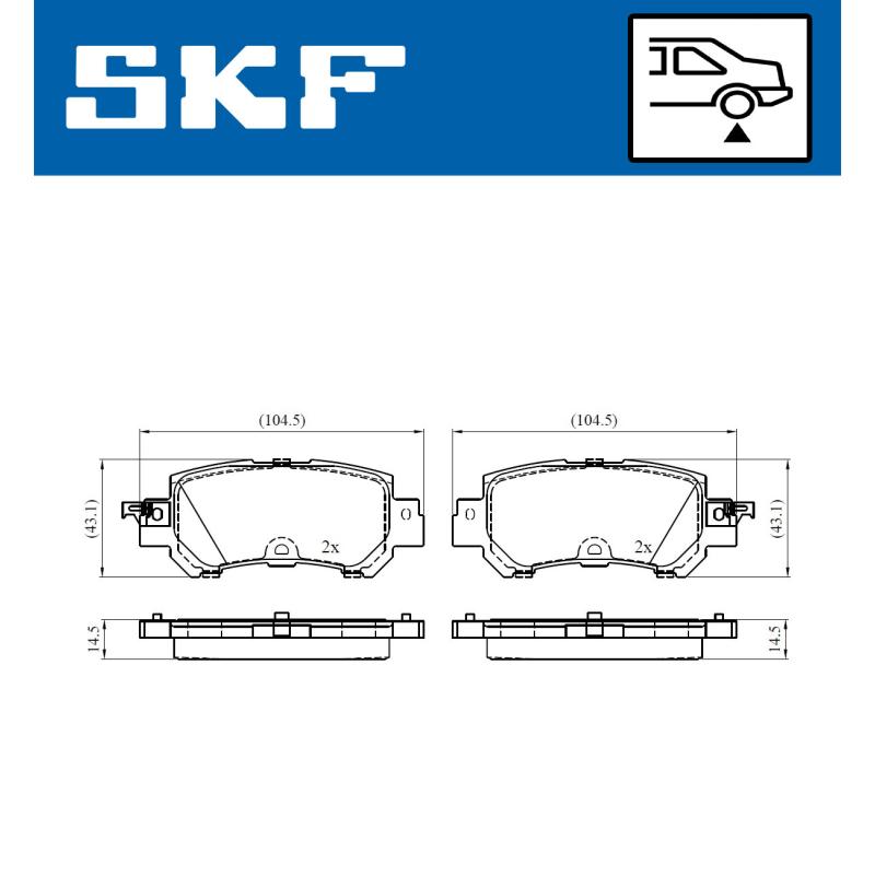 Jeu de 4 plaquettes de frein arrière SKF VKBP 90418 A - Visuel 1
