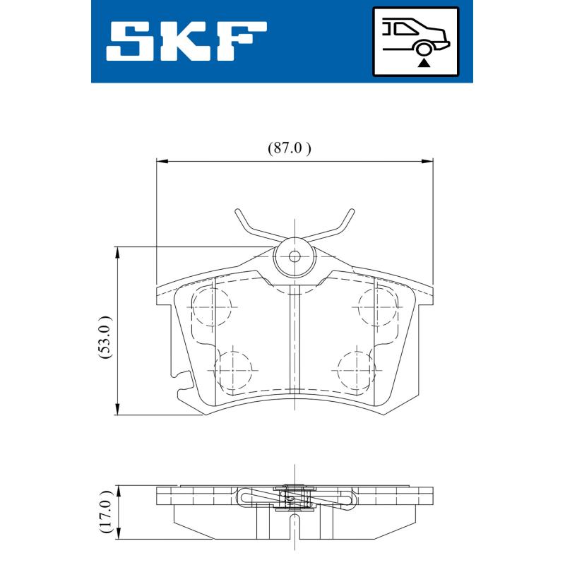 Jeu de 4 plaquettes de frein arrière SKF VKBP 90440 E - Visuel 2
