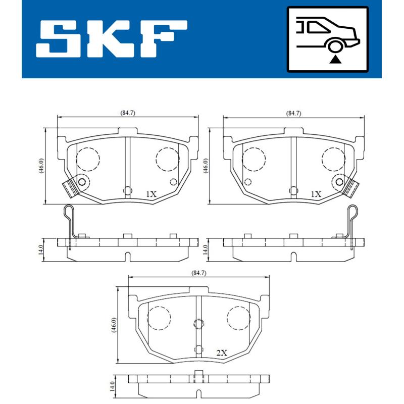 Jeu de 4 plaquettes de frein arrière SKF VKBP 90483 A - Visuel 1
