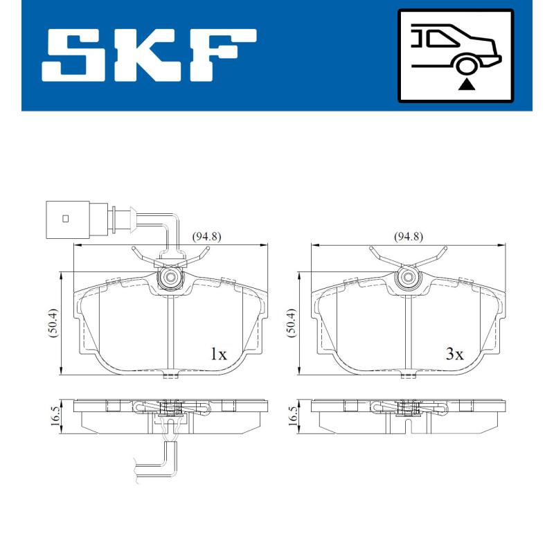 Jeu de 4 plaquettes de frein arrière SKF VKBP 90493 E - Visuel 1