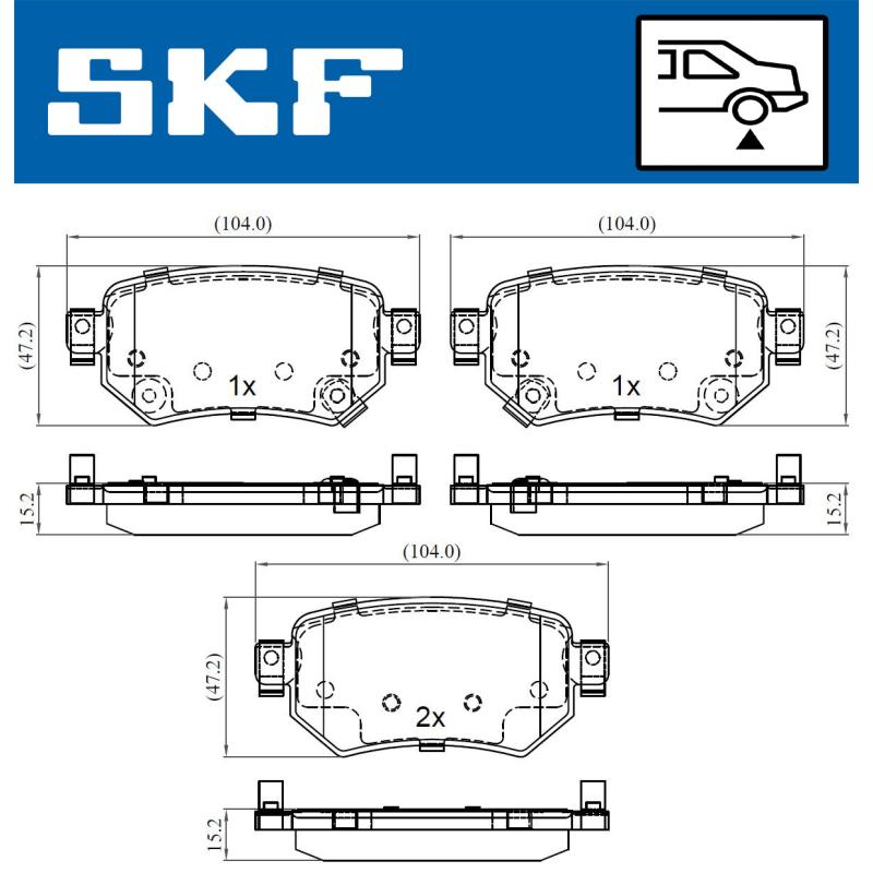 Jeu de 4 plaquettes de frein arrière SKF VKBP 90497 A - Visuel 1
