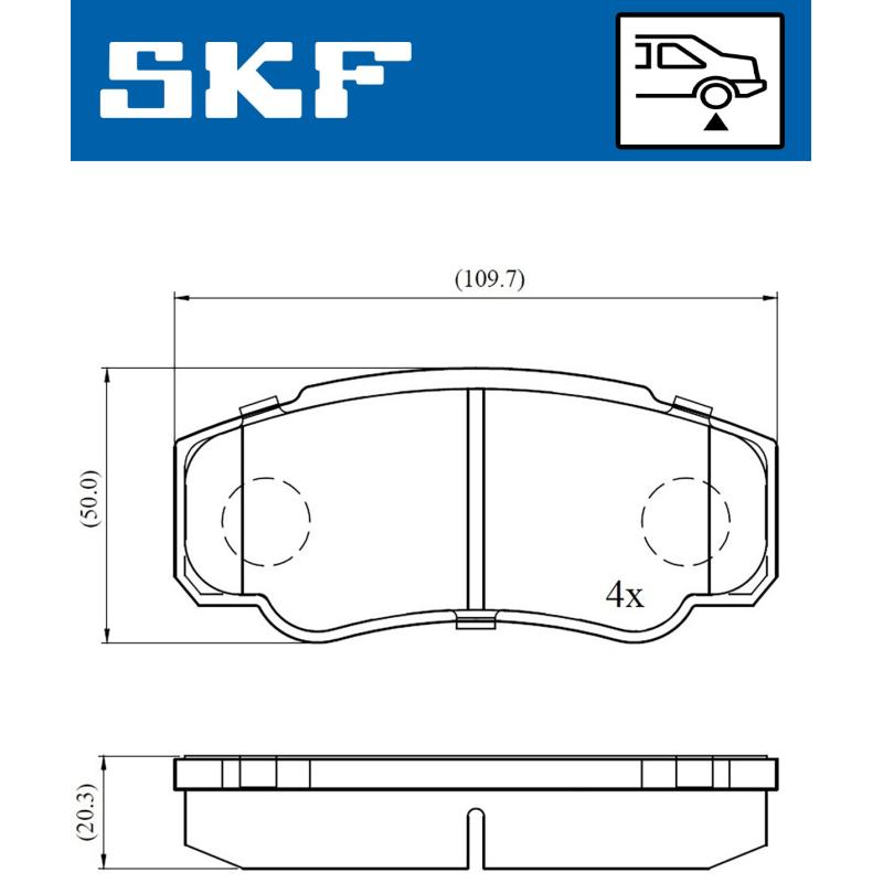 Jeu de 4 plaquettes de frein arrière SKF VKBP 90510 - Visuel 1