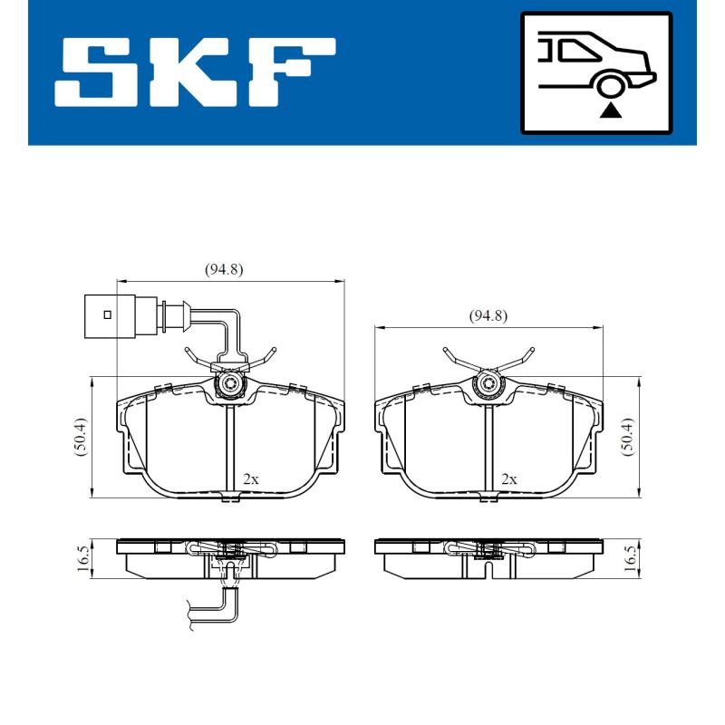 Jeu de 4 plaquettes de frein arrière SKF VKBP 90527 E - Visuel 1