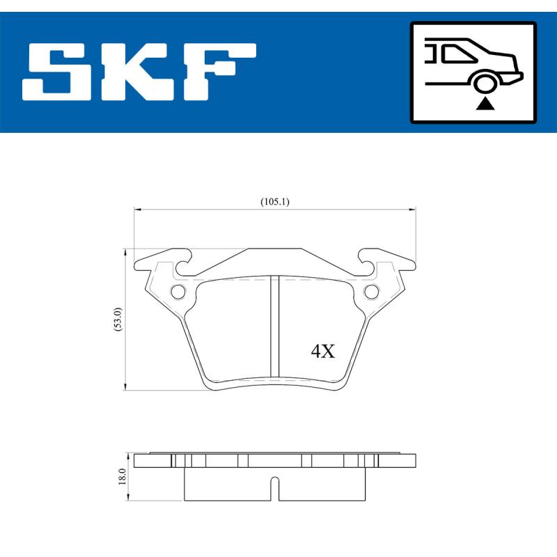 Jeu de 4 plaquettes de frein arrière SKF VKBP 90568 - Visuel 1