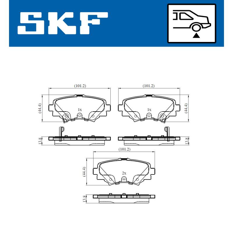 Jeu de 4 plaquettes de frein avant SKF VKBP 90581 A - Visuel 1