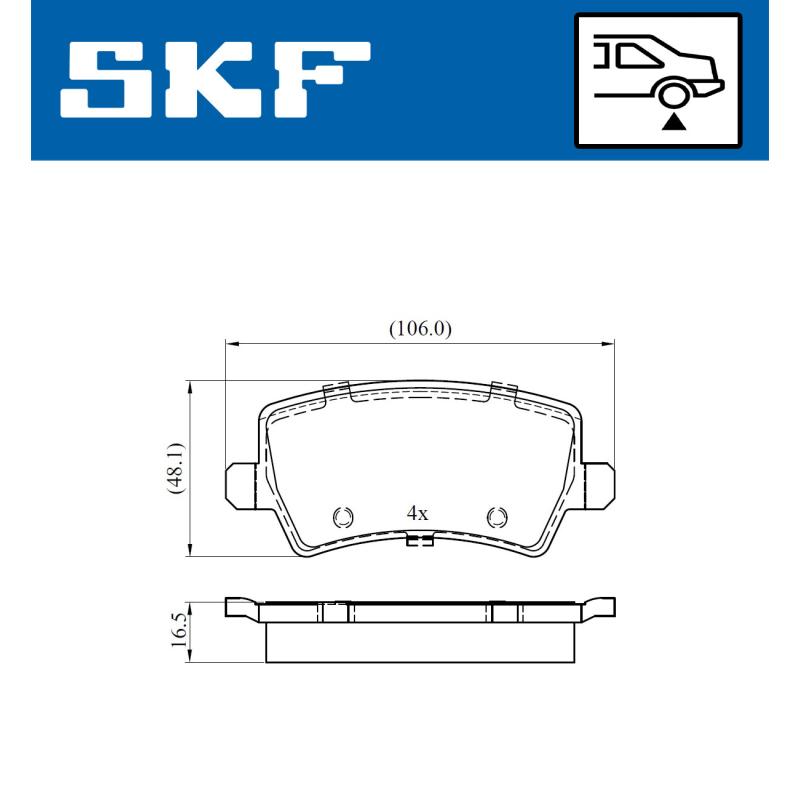 Jeu de 4 plaquettes de frein arrière SKF VKBP 90582 - Visuel 1