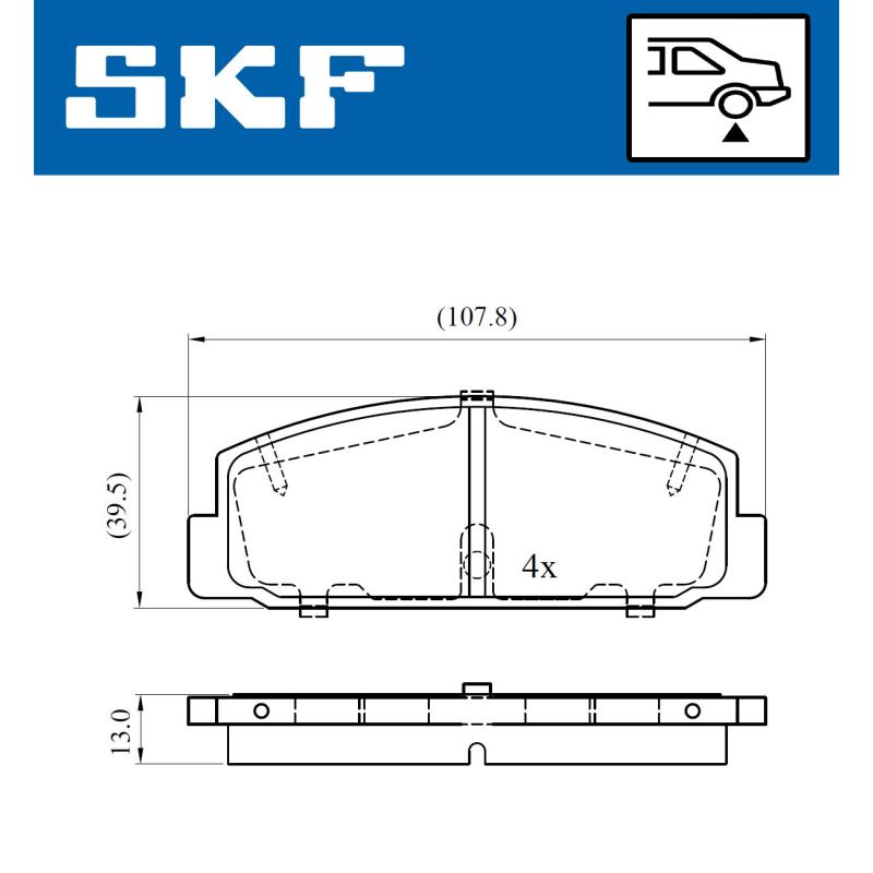 Jeu de 4 plaquettes de frein arrière SKF VKBP 90587 - Visuel 1