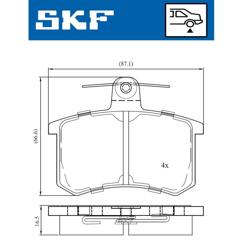 Jeu de 4 plaquettes de frein arrière SKF VKBP 90606 - Visuel 1