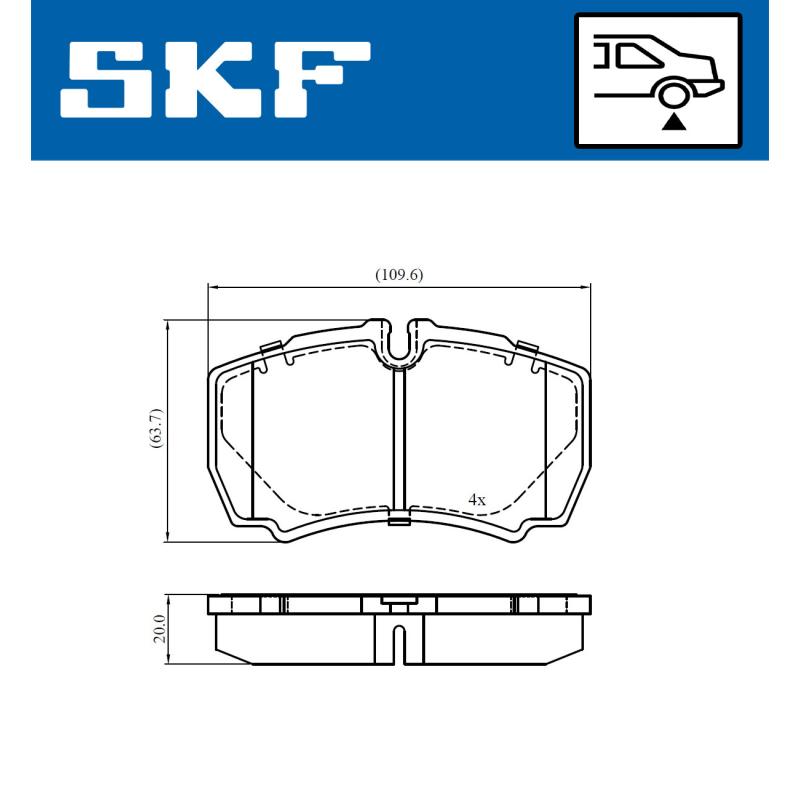Jeu de 4 plaquettes de frein arrière SKF VKBP 90649 - Visuel 1