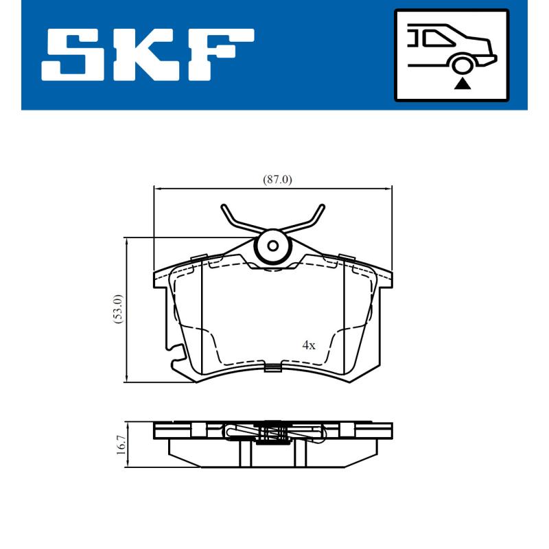 Jeu de 4 plaquettes de frein avant SKF VKBP 90694 - Visuel 1