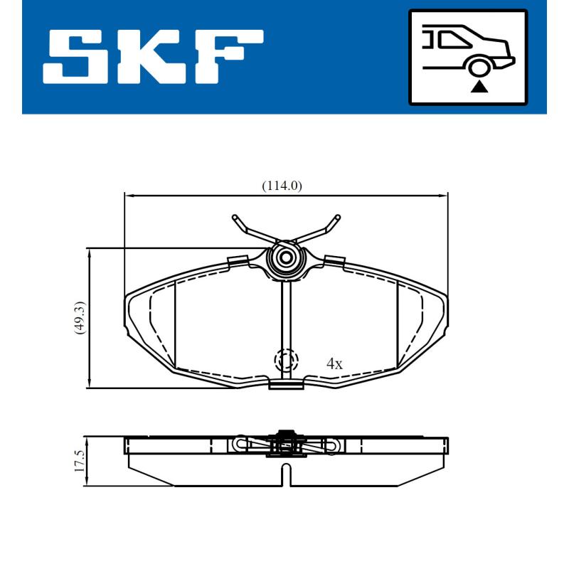 Jeu de 4 plaquettes de frein avant SKF VKBP 90709 - Visuel 1