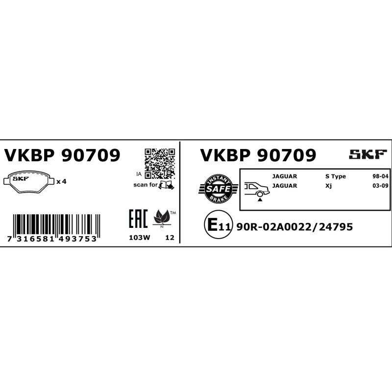Jeu de 4 plaquettes de frein avant SKF VKBP 90709 - Visuel 2