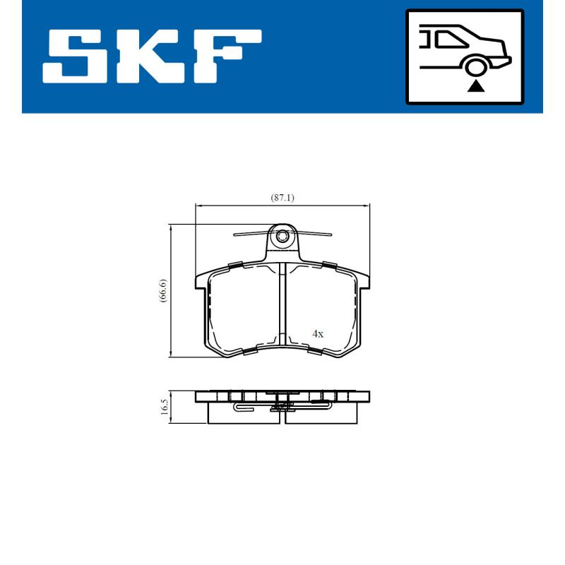 Jeu de 4 plaquettes de frein arrière SKF VKBP 90725 - Visuel 1