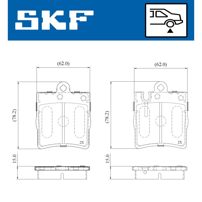 Jeu de 4 plaquettes de frein arrière SKF VKBP 90744 - Visuel 1