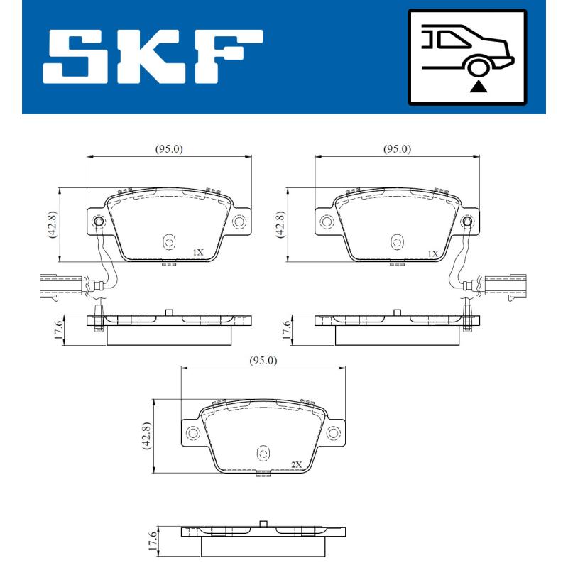 Jeu de 4 plaquettes de frein avant SKF VKBP 90767 E - Visuel 1