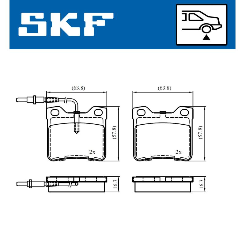 Jeu de 4 plaquettes de frein arrière SKF VKBP 91032 E - Visuel 1