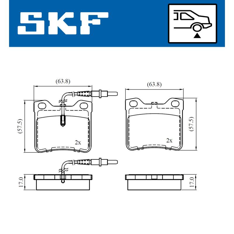 Jeu de 4 plaquettes de frein arrière SKF VKBP 91059 E - Visuel 1