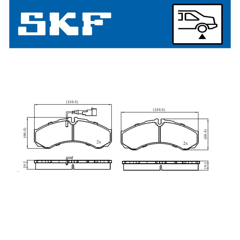 Jeu de 4 plaquettes de frein arrière SKF VKBP 91061 E - Visuel 1