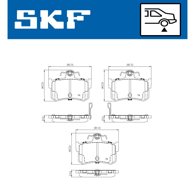 Jeu de 4 plaquettes de frein arrière SKF VKBP 91126 A - Visuel 1
