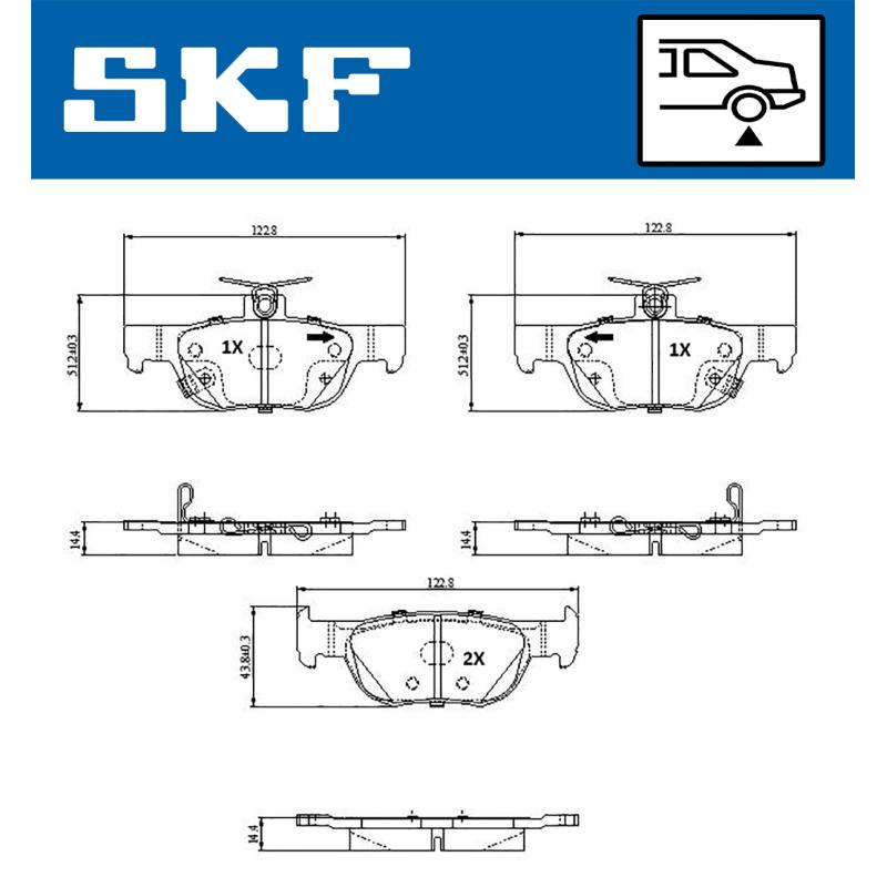 Jeu de 4 plaquettes de frein arrière SKF VKBP 91333 A - Visuel 1