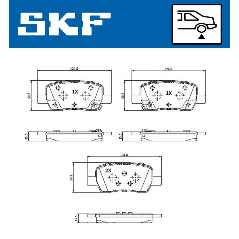 Jeu de 4 plaquettes de frein avant SKF VKBP 91358 A - Visuel 1