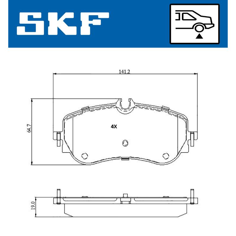 Jeu de 4 plaquettes de frein arrière SKF VKBP 91373 - Visuel 1