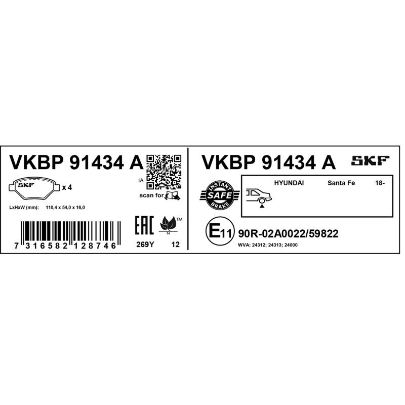 Jeu de 4 plaquettes de frein avant SKF VKBP 91434 A - Visuel 2