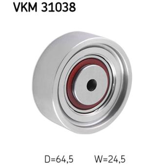 Poulie renvoi/transmission, courroie trapézoïdale à nervures SKF [VKM 31038]