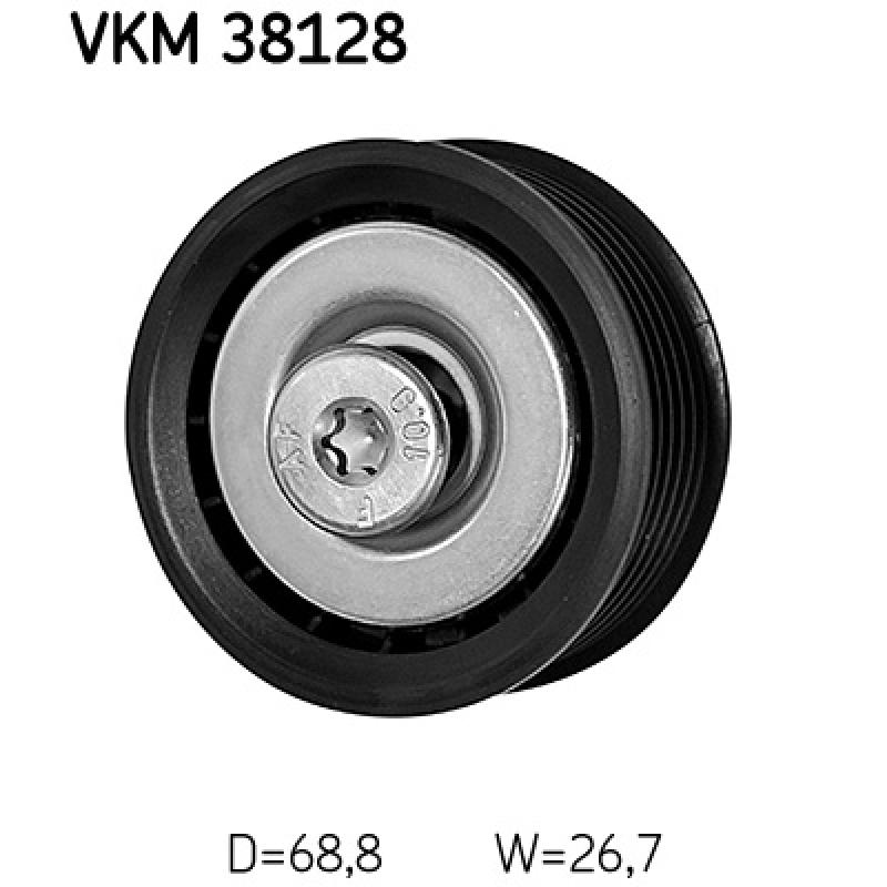 Poulie renvoi/transmission, courroie trapézoïdale à nervures SKF VKM 38128 - Visuel 1