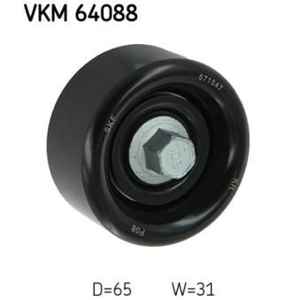 Poulie renvoi/transmission, courroie trapézoïdale à nervures SKF VKM 64088 pour KIA PRO CEED 1.4 MPI - 101cv