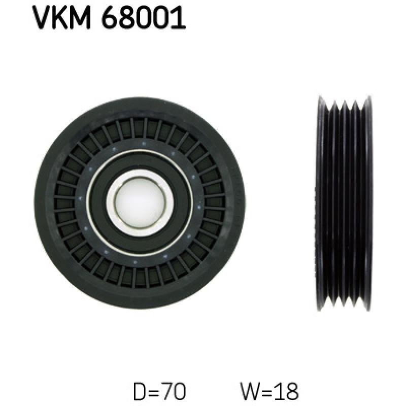 Poulie renvoi/transmission, courroie trapézoïdale à nervures SKF VKM 68001 - Visuel 1