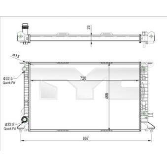 Radiateur, refroidissement du moteur TYC OEM 8K0121251K