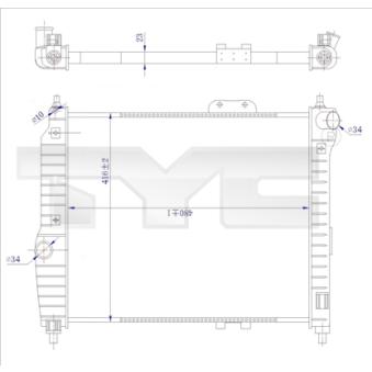 Radiateur, refroidissement du moteur TYC OEM 96443475
